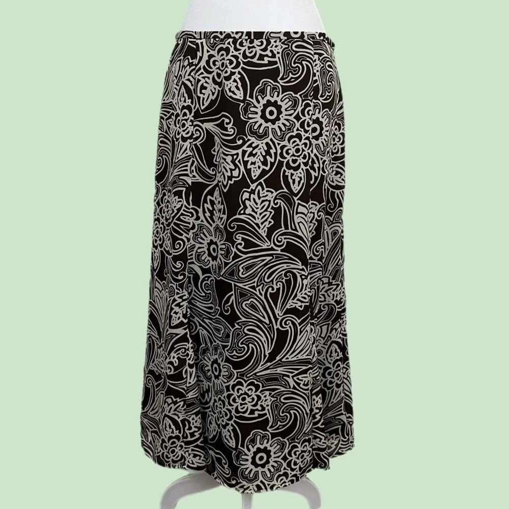 y2k brown cream flora boho whimsygoth granola maxi skirt